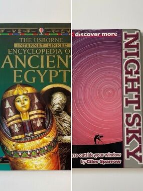 Kids Educational Reference Book Lot Usborne Ancient Egypt & Scholastic Night Sky